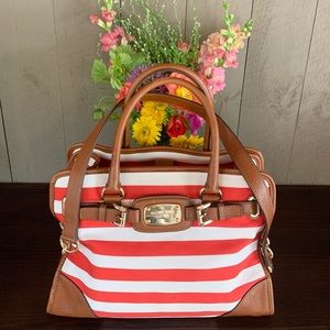 Michael Kors Hamilton Canvas Striped Satchel